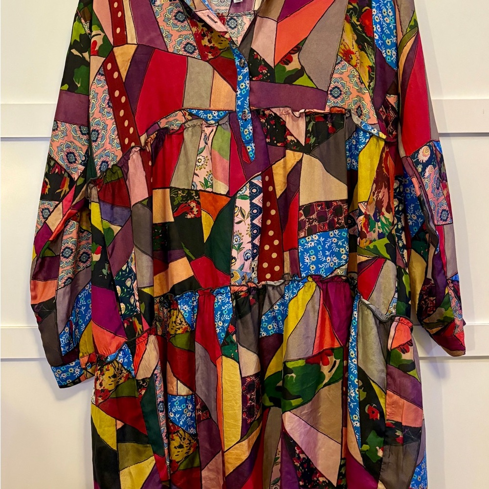 Johnny Was Multicolor Patchwork Long Sleeve Dress - Picture 2 of 8